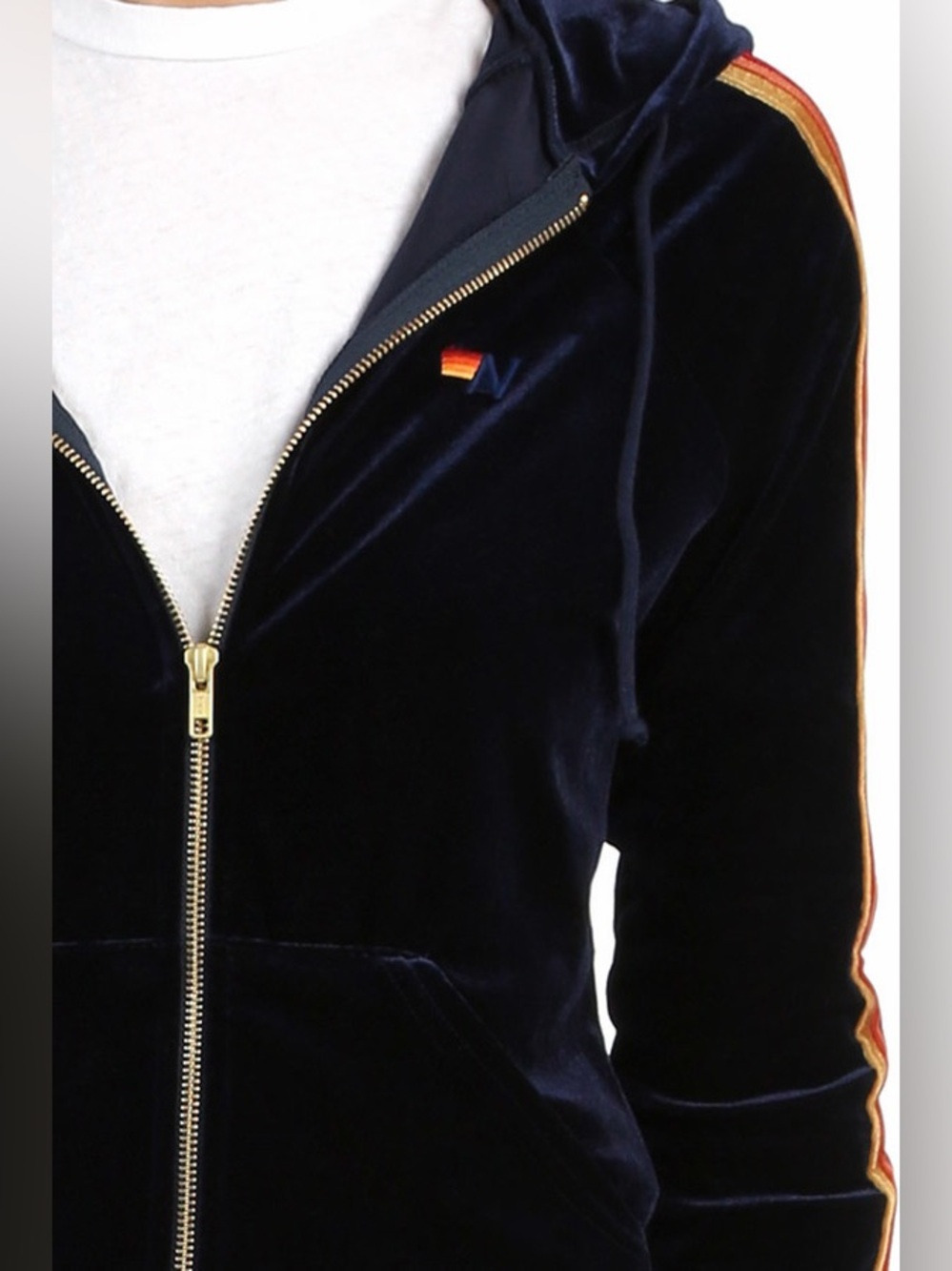 Aviator Nation Classic Velvet Relaxed Zip Hoodie Navy Blue Small EUC - Picture 3 of 14